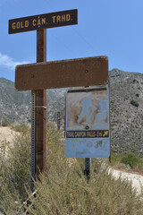 Tujunga, California, USA - May 9, 2022: The direction on hiking trail to Canyon Falls