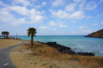wonderful seaside view with clouds