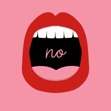 Open mouth saying no, illustration