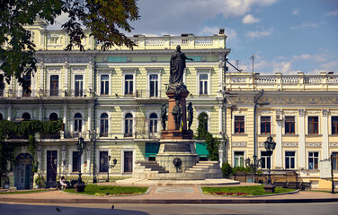Obraz premium Catherine square in Odessa, Ukraine with Catherine II monument