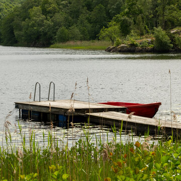 Wooden jetty on the lake.