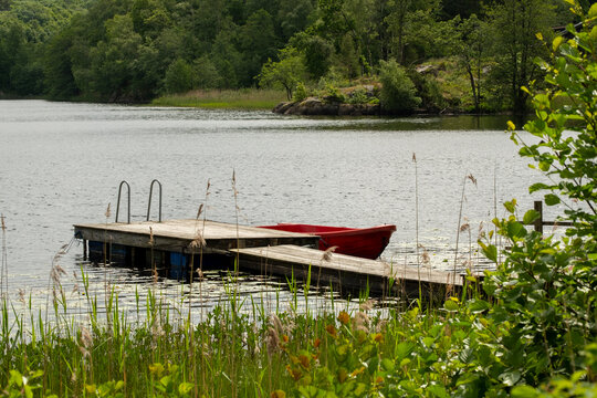 Wooden jetty on the lake.