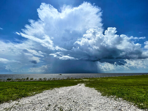 Thunderstorm over a lake