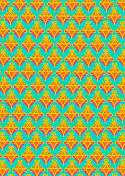Bright clashing stylised repeating pattern