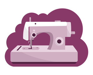 Flat vector illustration of sew machine icon