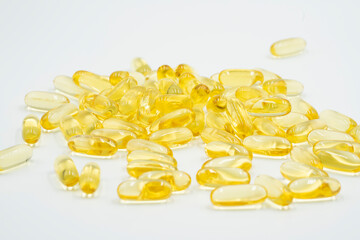 Omega 3 fish oil capsules.	
