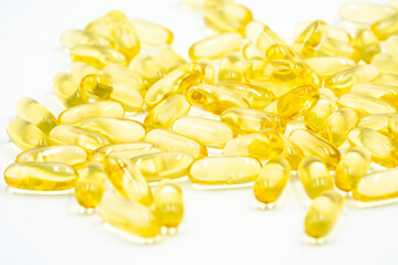 Omega 3 fish oil capsules.	
