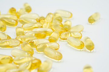 Omega 3 fish oil capsules.	
