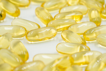 Omega 3 fish oil capsules.	
