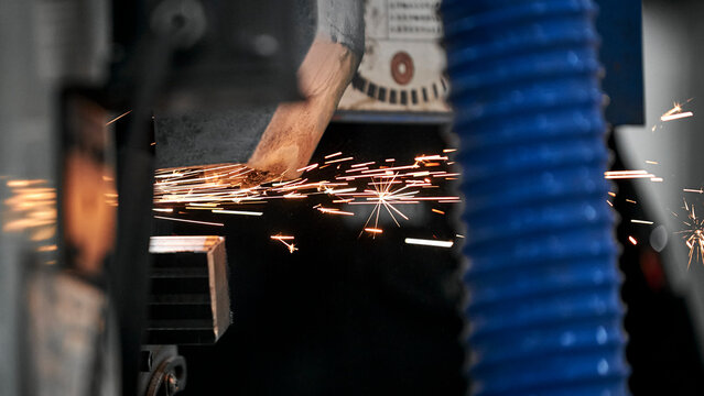 Sparks of metal in factory