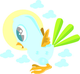 cute little blue bird vector illustration
