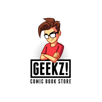 Cool Geek Boy Mascot Logo