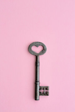 Vintage key with heart shape cut-out