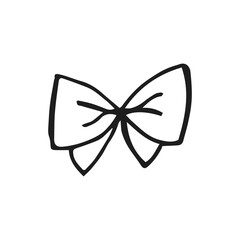 Oktoberfest 2022 - Beer Festival. Hand-drawn Doodle outline hair bow on a white background. German Traditional holiday.