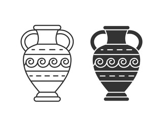Greek amphora icon, Black vector illustrations isolated on white.
