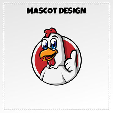 Chicken Food Logo Vector Animal Mascot Illustration Design