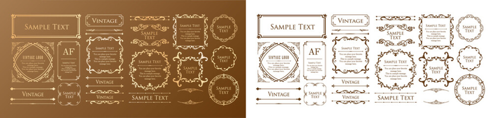 オシャレなフレーム。デザインテンプレート。ゴージャスな額のセット。