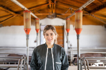 portrait of farmer woman on her ranch