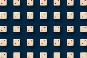 Love dices on a dark navy background