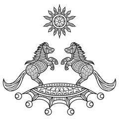 Hand drawn of horse in zentangle style