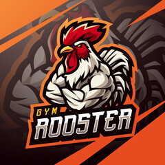 Gym rooster esport mascot logo design © Visink.art
