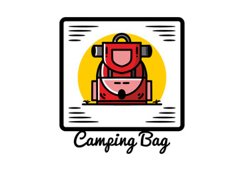 Simple camping bag illustration design