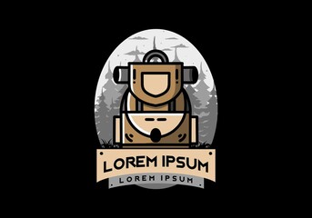 Simple camping bag illustration design