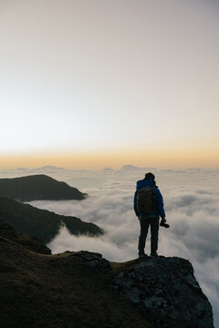 Unrecognizable person hiking
