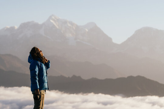 Young hiker in the himalayan mountains
