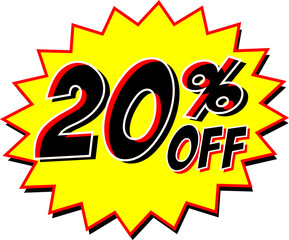 discount signed 20 percent off on yellow color