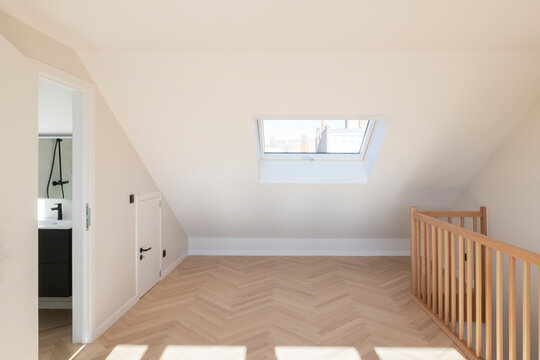 skylight in empty bedroom