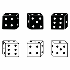 Dice, cubes, vector illustration outline icon isolated on white background