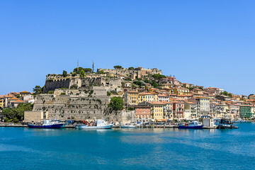 Portoferraio, Festung, Forte Falcone, Hafen, Darsena, Altstadt, Boote, Fischerboote, Fähre, Torre...