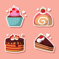 Delicious cake sticker set