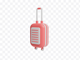3d rendering of luggage travel icon with isolated transparent background. Realistic 3d cartoon minimal style
