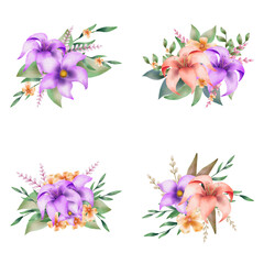 Obraz na płótnie Canvas set bundle watercolor flower