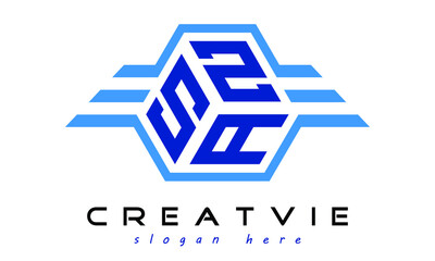 SZA three letter geometrical wings logo design vector template. wordmark logo | emblem logo | monogram logo | initial letter logo | typography logo | business logo | minimalist logo |
