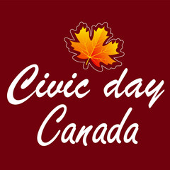Civic day Canada typography, vector art illustration.