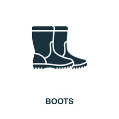 Boots icon. Monochrome simple line Outdoor Recreation icon for templates, web design and infographics