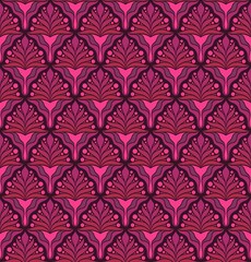 SEAMLESS VECTOR BACKGROUND IN ART NOUVEAU STYLE WITH PINK FLORAL ELEMENTS