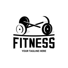 Obraz premium vector illustration of fitness logo, vector barbell, weightlifting