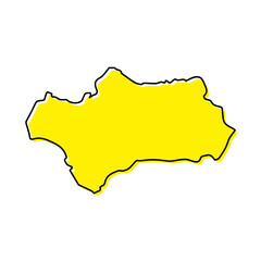 Simple outline map of Andalusia is a region of Spain