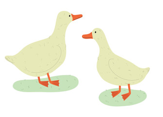Geese  Cute vector cartoon style illustration for children 