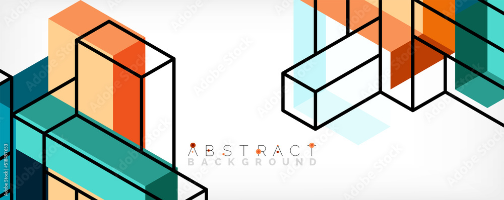 Poster abstract background. 3d cubes, cubic elements and blocks. techno or business concept for wallpaper, 