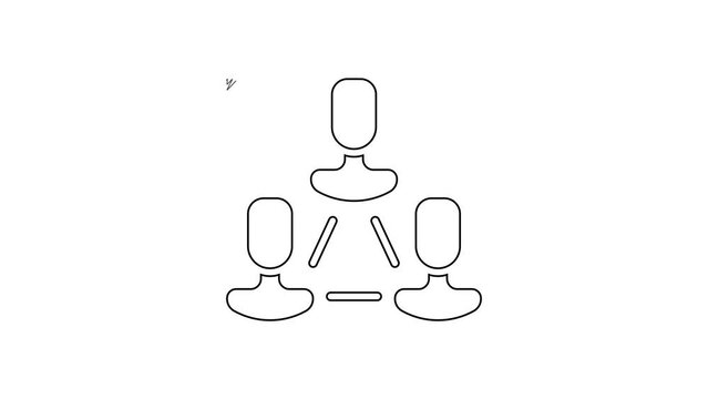 Black line Business hierarchy organogram chart infographics icon isolated on white background. Corporate organizational structure graphic elements. 4K Video motion graphic animation