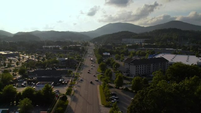aerial traffic along blowing rock road in boone nc, north carolina