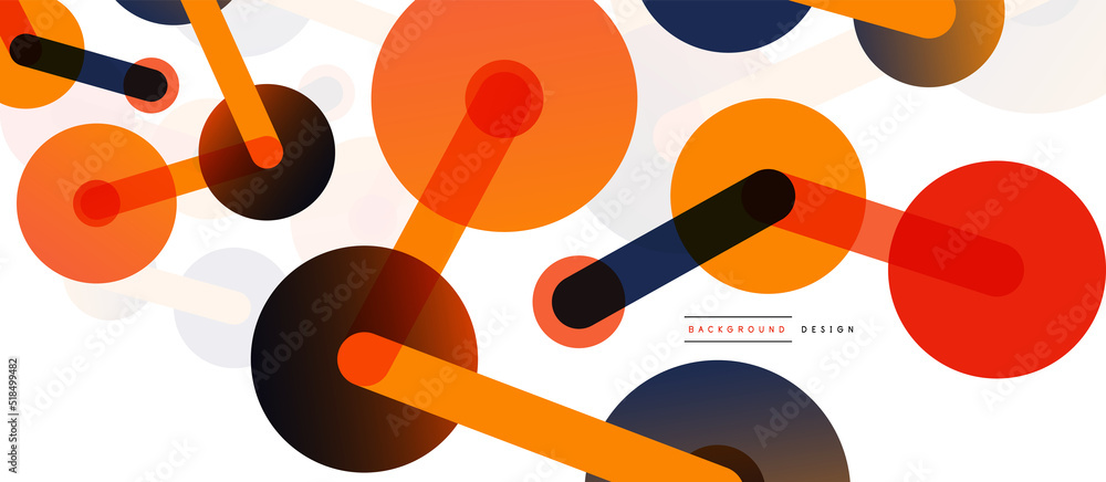 Poster line points connections geometric abstract background. circles connected by lines. trendy techno bus