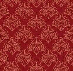 Fototapeta na wymiar Art Deco shell pattern. Luxury red ornamental geometric decor.