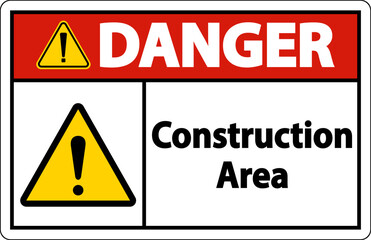 Danger Construction Area Symbol Sign On White Background
