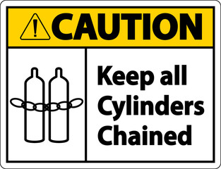 Caution Keep All Cylinders Chained Symbol Sign On White Background